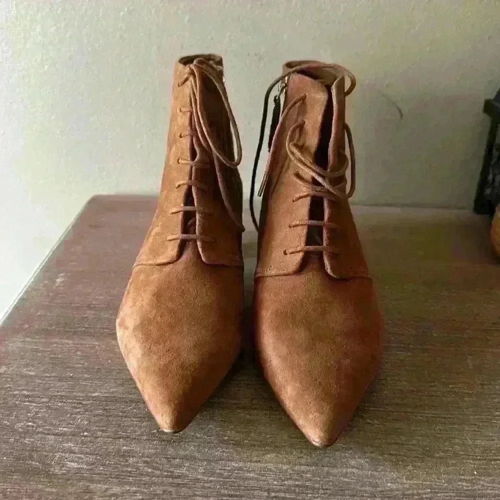 Nine West Shoes Women's 5.5 Beige Camel Tan Leather Yendira Ankle Bootie